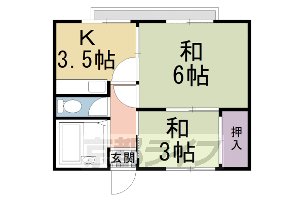 京都市下京区西七条南東野町のアパートの間取り