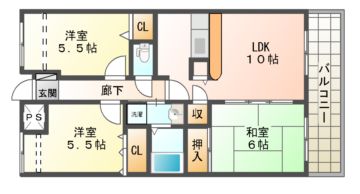 宇治市広野町のマンションの間取り