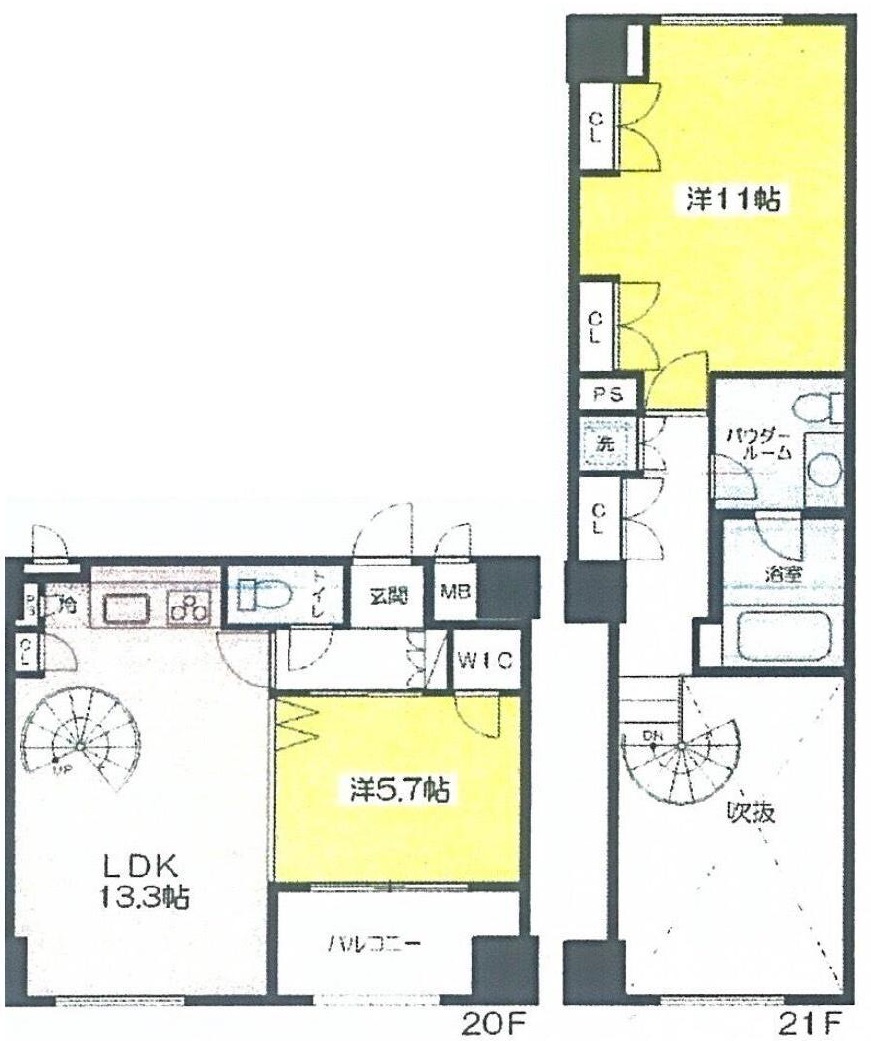 新宿区新宿のマンションの間取り