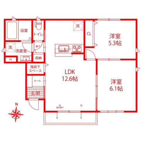 【横浜市鶴見区向井町のアパートの間取り】