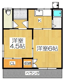 京都市伏見区横大路東裏町のアパートの間取り