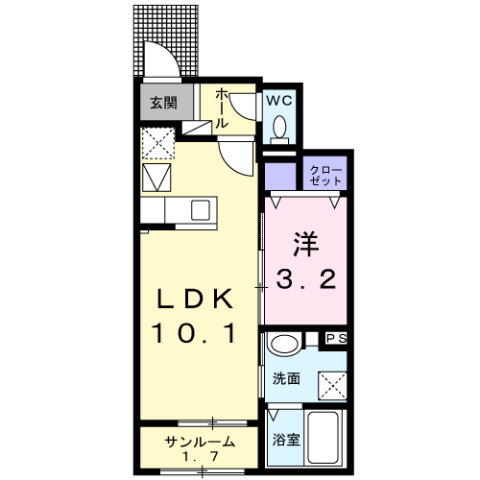 広島市佐伯区利松のアパートの間取り