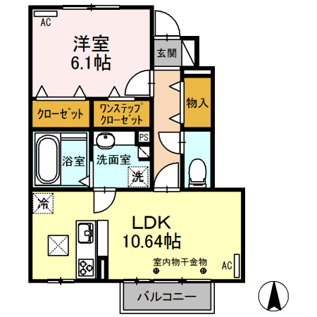 平松ハイツ　弐番館の間取り