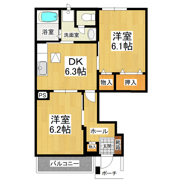 つくば市中根のアパートの間取り