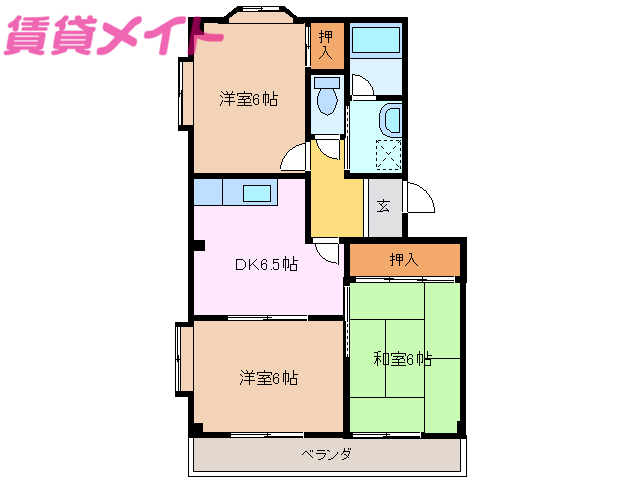 アネックス富洲原　Ａ棟の間取り