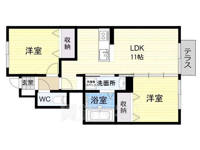 北葛城郡河合町池部のアパートの間取り