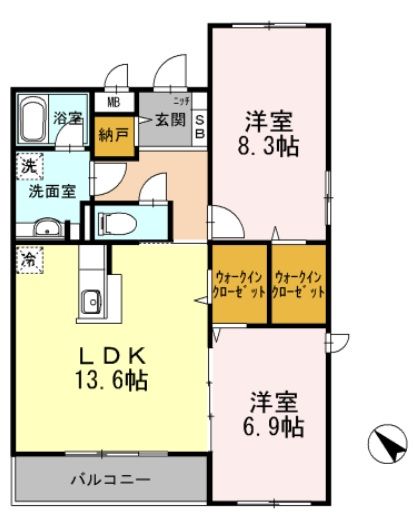 中頭郡北谷町伊平のマンションの間取り