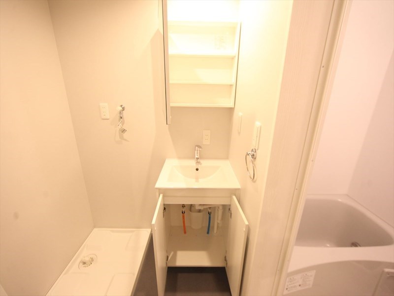 洗面設備　脱衣所　独立洗面台（シャンプードレッサー付）収納スペース有