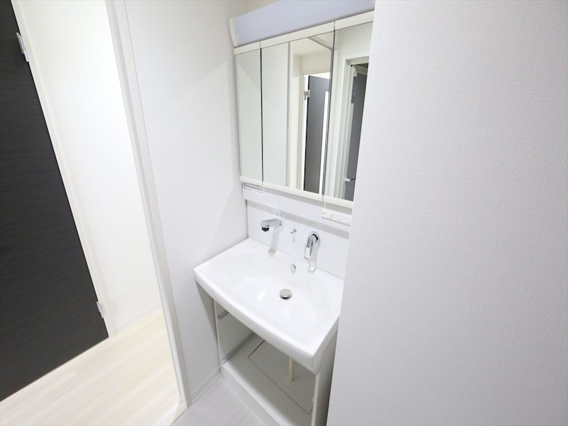 洗面設備　脱衣所　独立洗面台（シャンプードレッサー付）収納スペース有