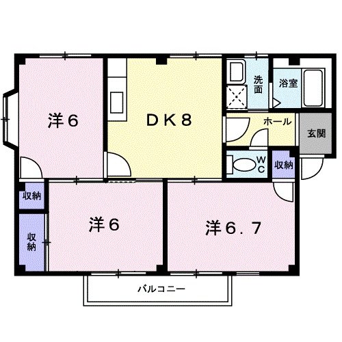 井原市西江原町のアパートの間取り