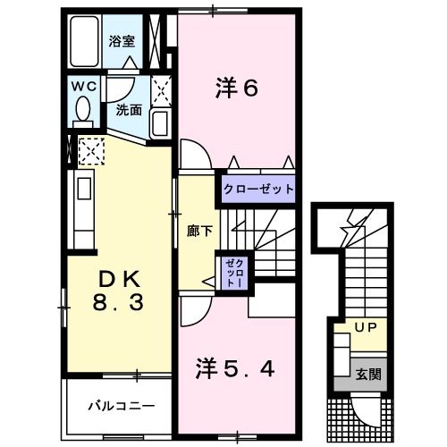 【鯖江市西山町のアパートの間取り】