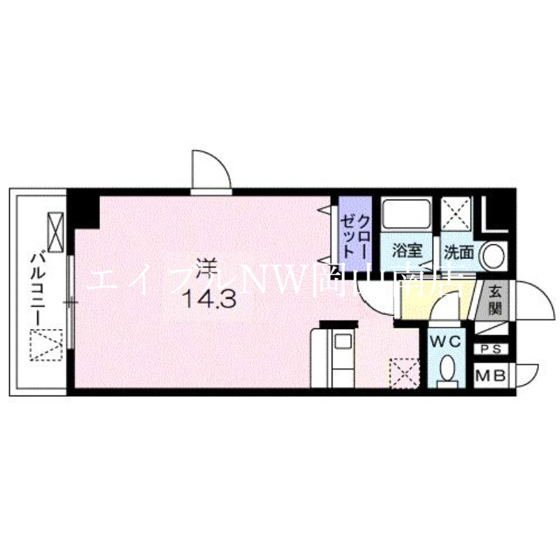 岡山市北区京橋南町のマンションの間取り