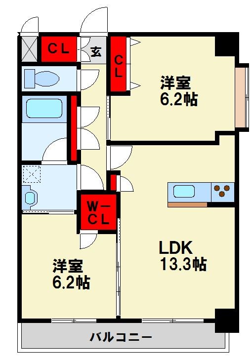 北九州市八幡東区枝光本町のマンションの間取り