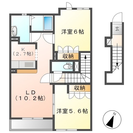 【ひたちなか市阿字ケ浦町のアパートの間取り】