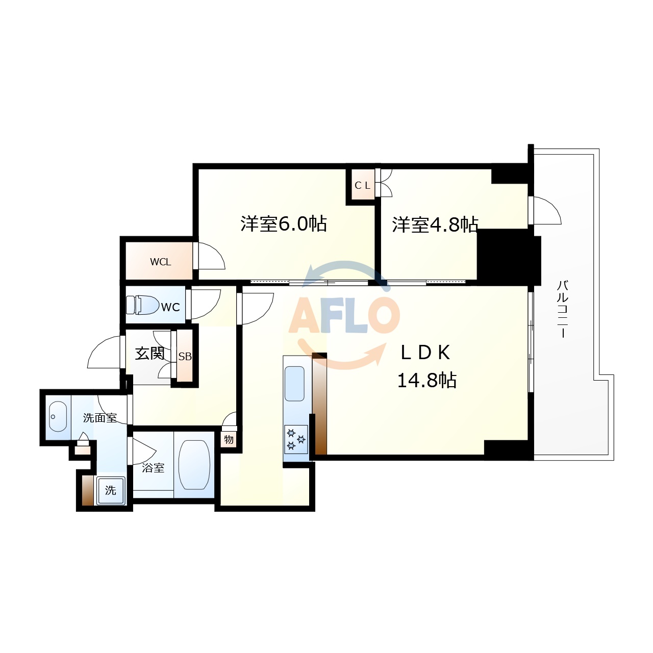 大阪市西区南堀江のマンションの間取り