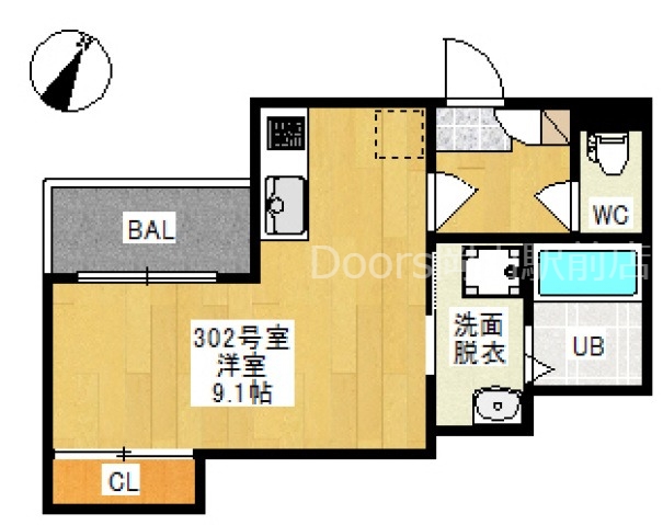 岡山市北区西崎本町のアパートの間取り