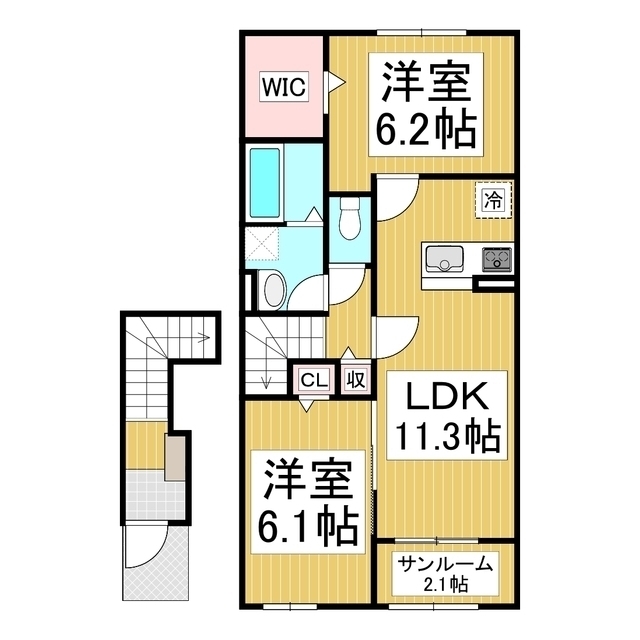 須坂市大字小河原のアパートの間取り