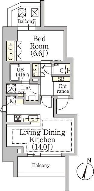 港区西麻布のマンションの間取り