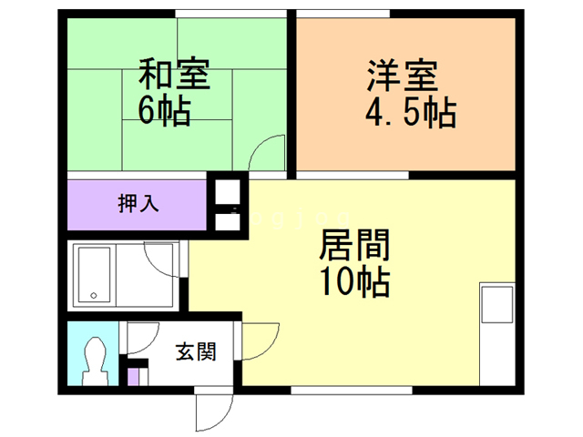 札幌市手稲区西宮の沢四条のアパートの間取り