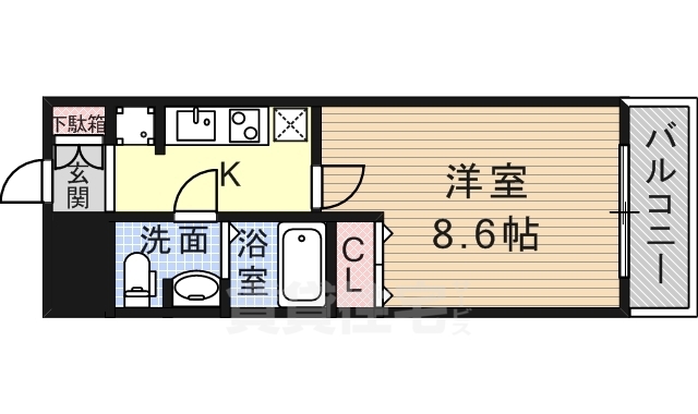 神戸市長田区北町のマンションの間取り