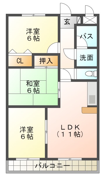 各務原市鵜沼古市場町のマンションの間取り