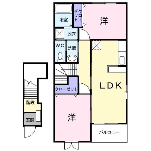 岡山市北区牟佐のアパートの間取り