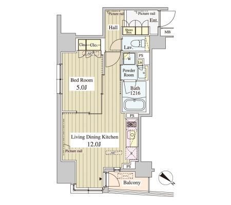 中央区日本橋堀留町のマンションの間取り