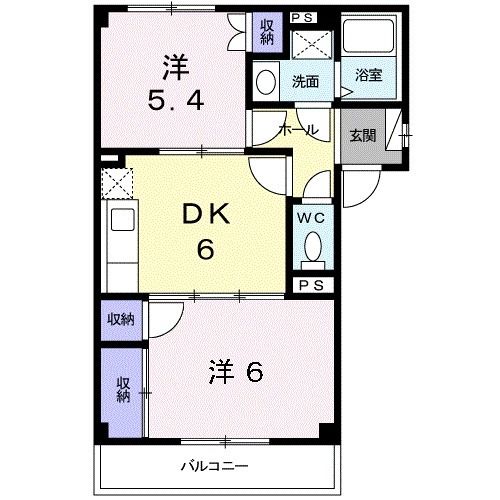 知多市清水が丘のアパートの間取り