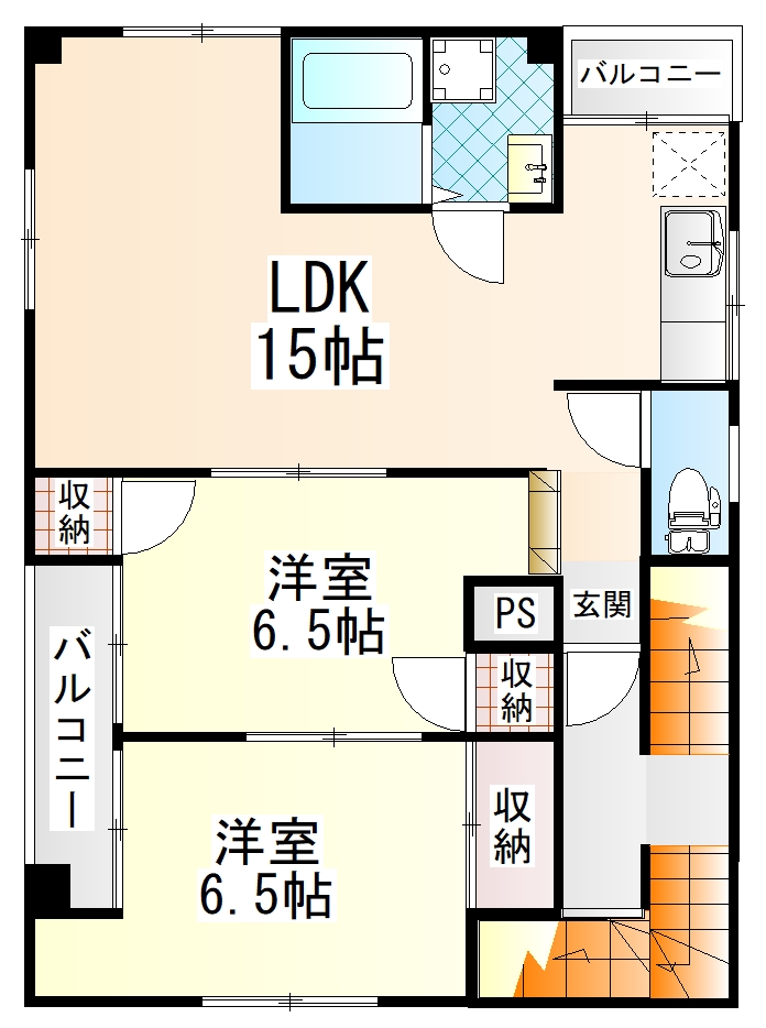 広島市安佐南区長束のマンションの間取り