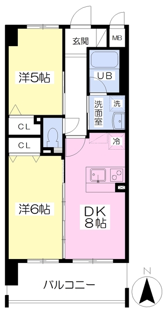 東温市北方のマンションの間取り