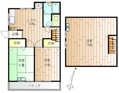 八王子市めじろ台のアパートの間取り