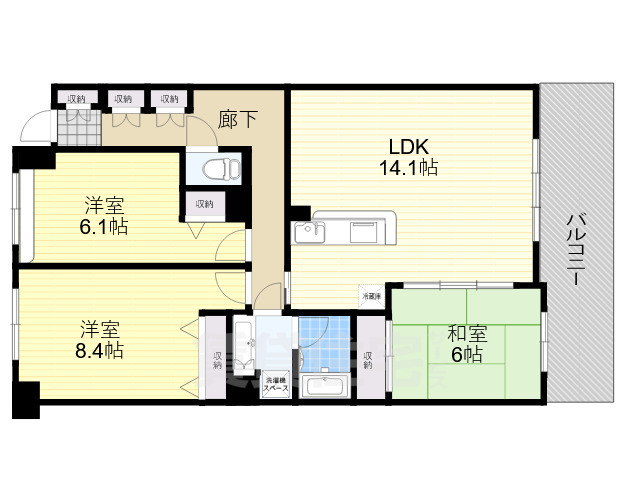 箕面市小野原東のマンションの間取り