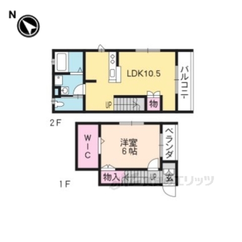 京都市左京区一乗寺西閉川原町のマンションの間取り