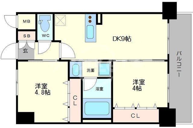 大阪市浪速区大国のマンションの間取り