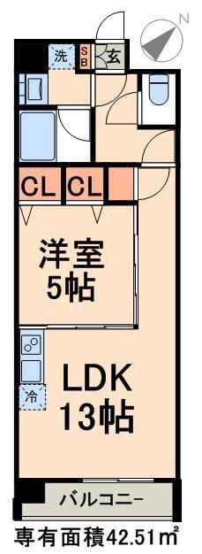 新宿区市谷田町のマンションの間取り