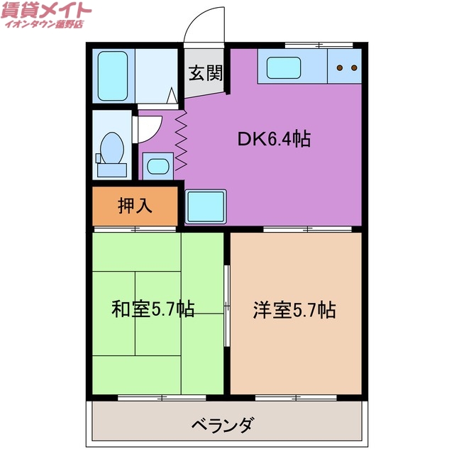 四日市市川島町のアパートの間取り