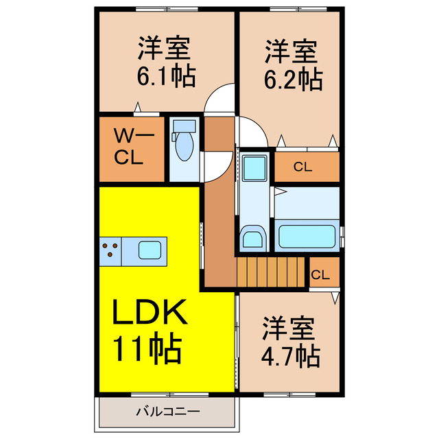 古河市上辺見のアパートの間取り