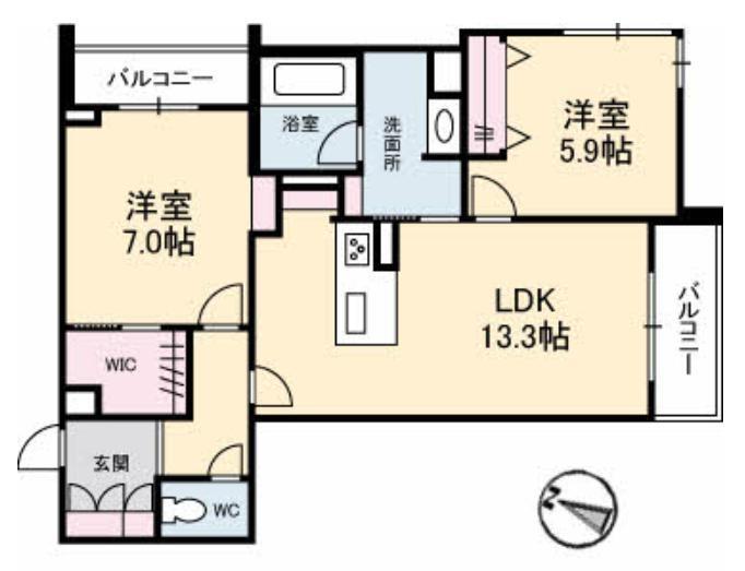 廿日市市桜尾のマンションの間取り