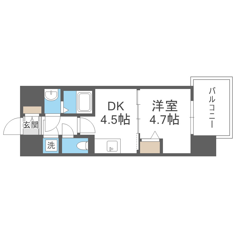 地下鉄中央線 長田駅 徒歩9分 14階建 築2年の間取り写真