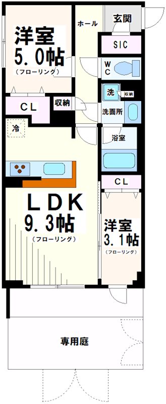京王線 上北沢駅 徒歩2分 4階建 築1年の間取り写真