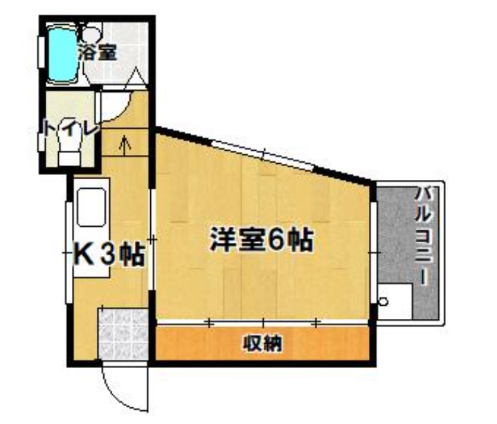 近鉄京都線 大和西大寺駅 徒歩6分 2階建 築43年の間取り写真