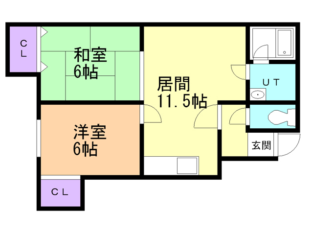 函館市大縄町のアパートの間取り