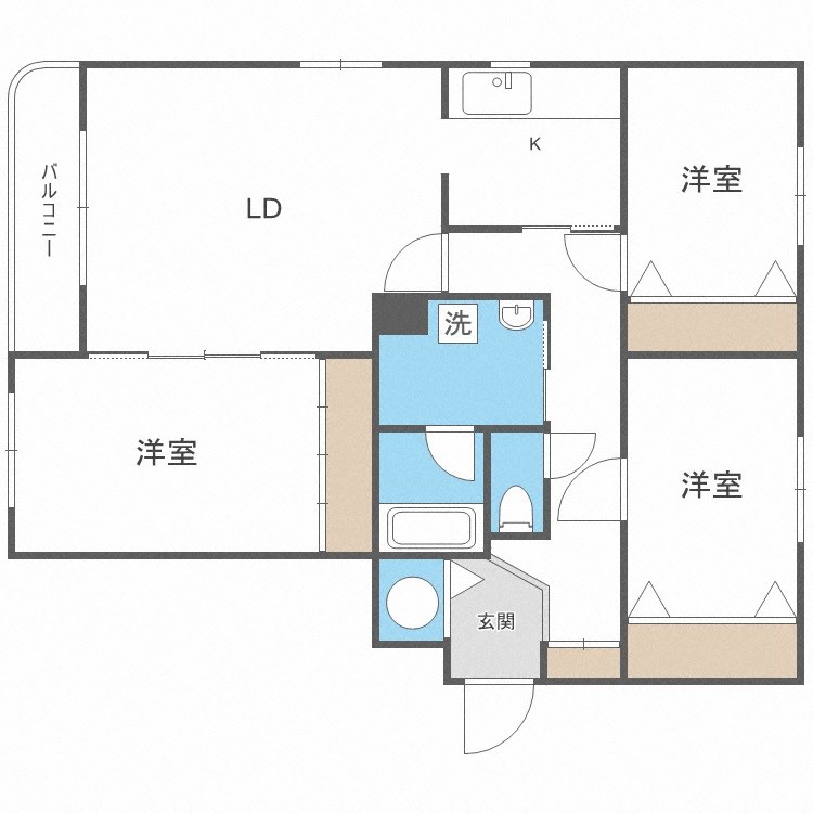 札幌市北区篠路八条のマンションの間取り