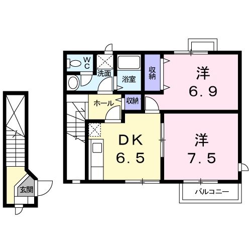 常陸太田市西三町のアパートの間取り