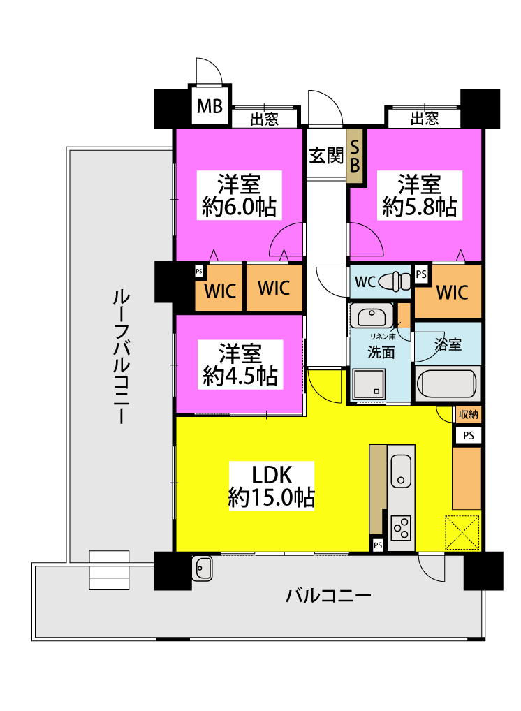 アクタス博多グランミライの間取り