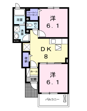 八王子市下恩方町のアパートの間取り