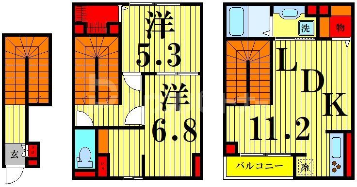 足立区鹿浜のアパートの間取り