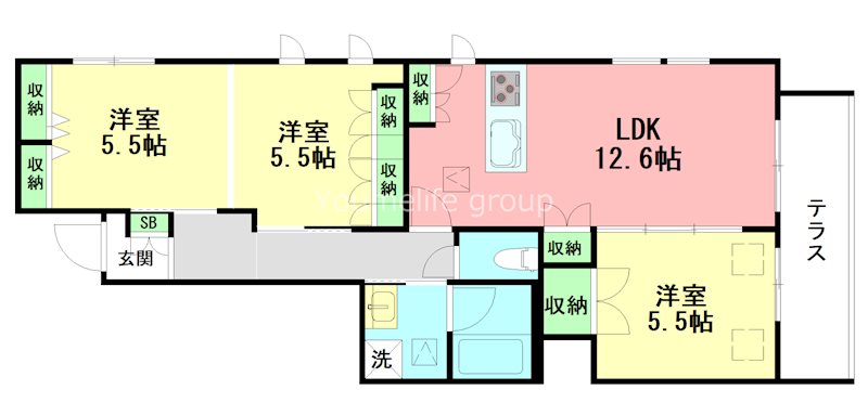 小田原市扇町のアパートの間取り