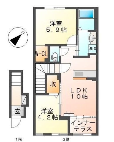 岸和田市南上町のアパートの間取り