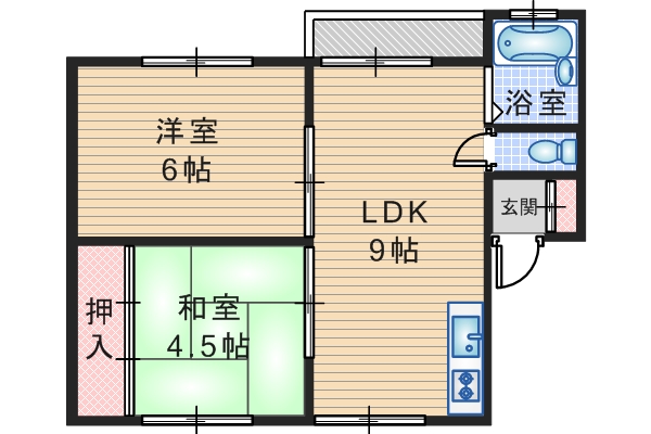 豊中市末広町のアパートの間取り